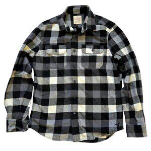 American Eagle Button Up Shirt Heritage Men's M Black White Plaid Flannel Preppy